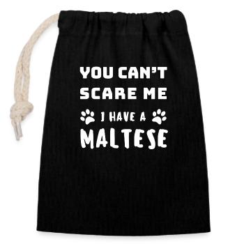 Tu ne peux pas me faire peur J’ai un bichon maltais – Drôle de chien - Sac cadeau en coton avec cordon (14 x 20 cm) - noir - Devant