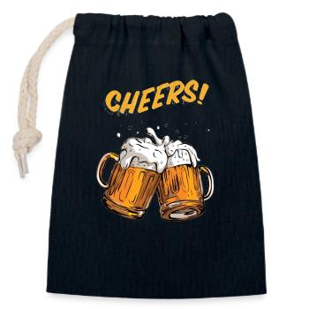 Cheers! - Closable cotton gift bag (14x20cm) - navy - Front