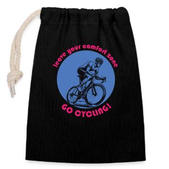 Go cycling - Closable cotton gift bag (14x20cm) - black - Front