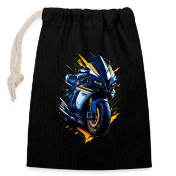 Moto sport - Sac cadeau en coton avec cordon (14 x 20 cm) - noir - Devant