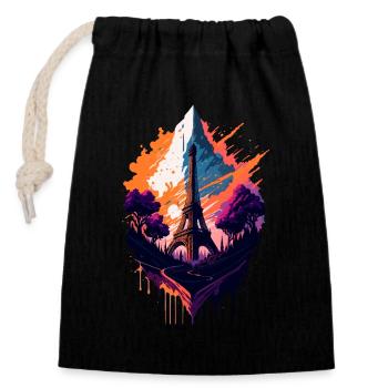 Abstract Tower of Paris - Closable cotton gift bag (14x20cm) - black - Front