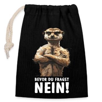Meerkat Mongoose Mongoose Before You Ask No - Closable cotton gift bag (14x20cm) - black - Front