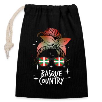 Pays Basque - Sac cadeau en coton avec cordon (14 x 20 cm) - noir - Devant