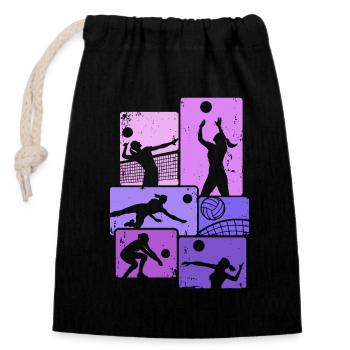 Joueur de volley-ball Vintage Volley-ball Volley - Sac cadeau en coton avec cordon (14 x 20 cm) - noir - Devant