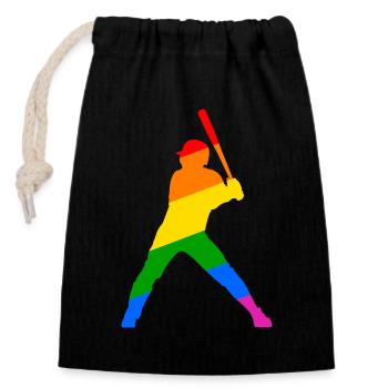 Conception de sport de baseball arc-en-ciel - Sac cadeau en coton avec cordon (14 x 20 cm) - noir - Devant