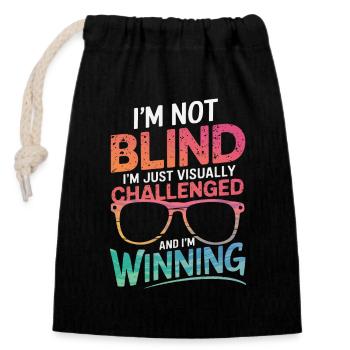 Blind blindness Visually impaired people - Closable cotton gift bag (14x20cm) - black - Front