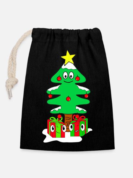 Christmas - Xmas - Closable cotton gift bag (14x20cm) - black