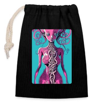 Mystique Rose mi-femme, mi-pieuvre - Sac cadeau en coton avec cordon (14 x 20 cm) - noir - Devant