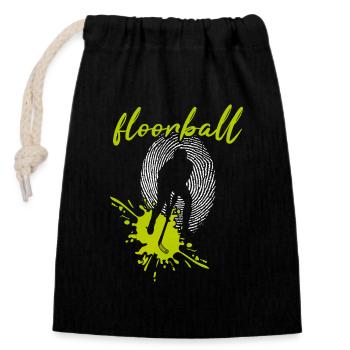 Floorball Floorball FLOORBALL PLAYER Floorballer - Closable cotton gift bag (14x20cm) - black - Front