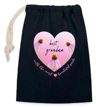 meilleure grand-mère mamie - Sac cadeau en coton avec cordon (14 x 20 cm) - bleu marine - Devant