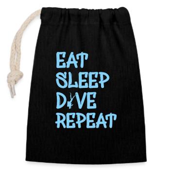 eat sleep dive repeat - Verschließbarer Geschenkbeutel aus Baumwolle (14x20cm) - Schwarz - Vorne