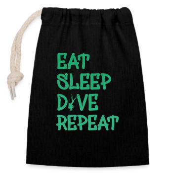 Eat Sleep Dive Repeat - Verschließbarer Geschenkbeutel aus Baumwolle (14x20cm) - Schwarz - Vorne