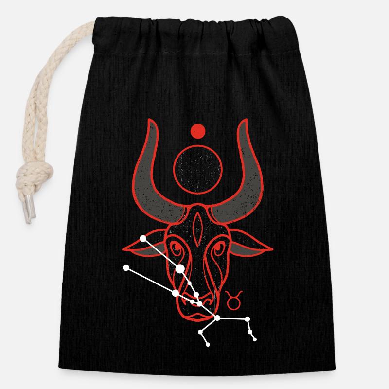Taurus - Closable cotton gift bag (14x20cm) - black