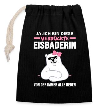 eisbaderin Winterbad Winterschwimmerin - Verschließbarer Geschenkbeutel aus Baumwolle (14x20cm) - Schwarz - Vorne