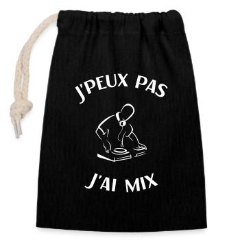 Humour dj, mixeur, musique - Sac cadeau en coton avec cordon (14 x 20 cm) - noir - Devant