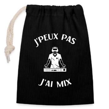 Humour dj, mixeur, musique - Sac cadeau en coton avec cordon (14 x 20 cm) - noir - Devant