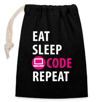 Programmer, Developer, Coder - Closable cotton gift bag (14x20cm) - black - Front