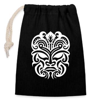 Élégance de tatouage maori - Toile corporelle culturelle - Sac cadeau en coton avec cordon (14 x 20 cm) - noir - Devant