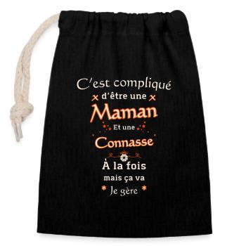 Maman connassse, cadeau fête des mères, humour - Sac cadeau en coton avec cordon (14 x 20 cm) - noir - Devant