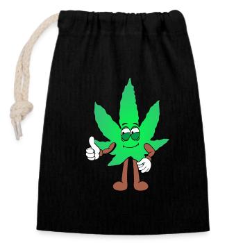 Der Bloom - Weed Cannabis Stoned Hanf Marihuana - Verschließbarer Geschenkbeutel aus Baumwolle (14x20cm) - Schwarz - Vorne