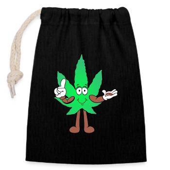 Der Bloom - Weed Cannabis Stoned Hanf Marihuana - Verschließbarer Geschenkbeutel aus Baumwolle (14x20cm) - Schwarz - Vorne