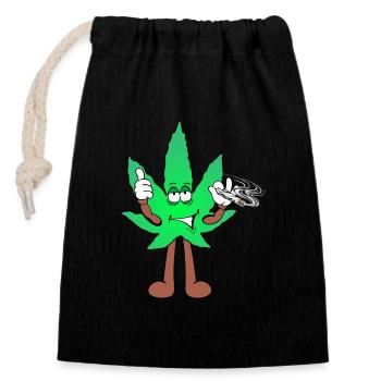 Der Bloom - Weed Cannabis Stoned Hanf Marihuana - Verschließbarer Geschenkbeutel aus Baumwolle (14x20cm) - Schwarz - Vorne