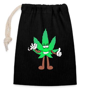 Der Bloom - Weed Cannabis Stoned Hanf Marihuana - Verschließbarer Geschenkbeutel aus Baumwolle (14x20cm) - Schwarz - Vorne