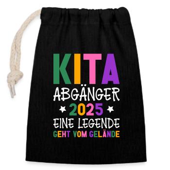 Kita Abgänger 2025 Letzter Tag Im Kindergarten - Verschließbarer Geschenkbeutel aus Baumwolle (14x20cm) - Schwarz - Vorne