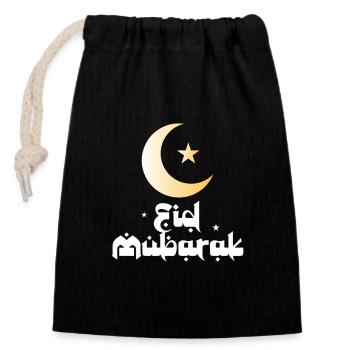 Eid Mubarak - Closable cotton gift bag (14x20cm) - black - Front