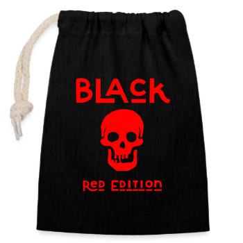 Black Red Edition - Verschließbarer Geschenkbeutel aus Baumwolle (14x20cm) - Schwarz - Vorne