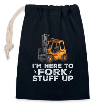 Forklift I'm here to forklift - Closable cotton gift bag (14x20cm) - navy - Front