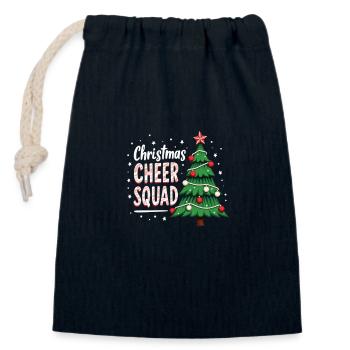 Noël joie cheer squad arbre plaisir - Sac cadeau en coton avec cordon (14 x 20 cm) - bleu marine - Devant