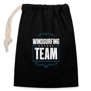 Windsurfing Team - Verschließbarer Geschenkbeutel aus Baumwolle (14x20cm) - Schwarz - Vorne