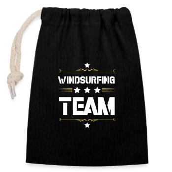 Windsurfing Team - Verschließbarer Geschenkbeutel aus Baumwolle (14x20cm) - Schwarz - Vorne