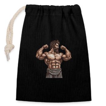 Muscle Bodybuilder - Closable cotton gift bag (14x20cm) - black - Front