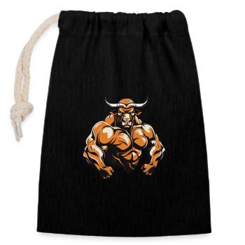 Bull Taurus - Closable cotton gift bag (14x20cm) - black - Front