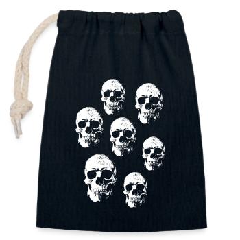Halloween Totenköpfe - Verschließbarer Geschenkbeutel aus Baumwolle (14x20cm) - Navy - Vorne