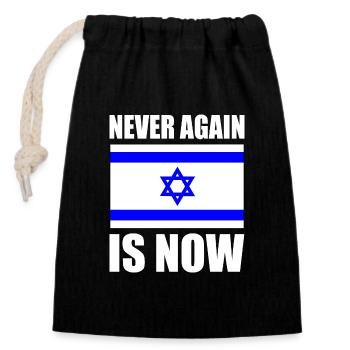 Never again is now - Sac cadeau en coton avec cordon (14 x 20 cm) - noir - Devant