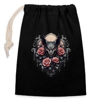 Gothique Roses Illustrations Oeuvre - Sac cadeau en coton avec cordon (14 x 20 cm) - noir - Devant