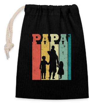 Papa 3 Kinder, Vintage-Geschenk für Papa 3 Kinder - Verschließbarer Geschenkbeutel aus Baumwolle (14x20cm) - Schwarz - Vorne