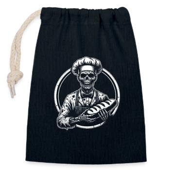 Ich backe für Dich gruseliger Bäckerzombie - Verschließbarer Geschenkbeutel aus Baumwolle (14x20cm) - Navy - Vorne