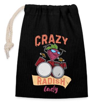 Salade biologique végétalienne végétalienne de radis Jardin - Sac cadeau en coton avec cordon (14 x 20 cm) - noir - Devant