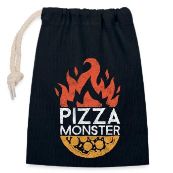 Pizza-Monster, lustiger Spruch, Pizza-Spruch - Verschließbarer Geschenkbeutel aus Baumwolle (14x20cm) - Navy - Vorne