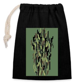 Camouflage Art Olive - Closable cotton gift bag (14x20cm) - black - Front