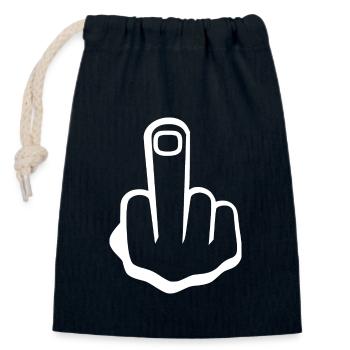 Middle finger - Closable cotton gift bag (14x20cm) - navy - Front