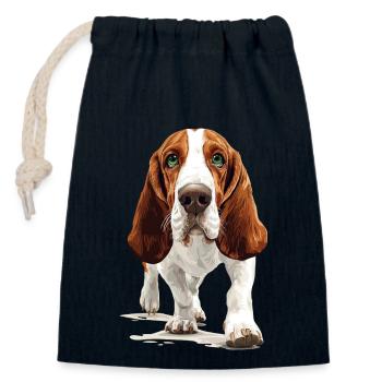 Basset - Verschließbarer Geschenkbeutel aus Baumwolle (14x20cm) - Navy - Vorne
