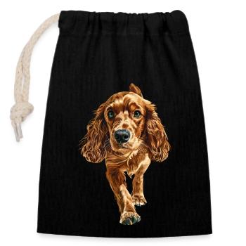 Cocker Spaniel - Verschließbarer Geschenkbeutel aus Baumwolle (14x20cm) - Schwarz - Vorne