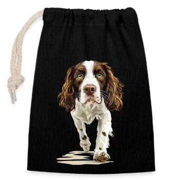 Englischer Springer Spaniel - Verschließbarer Geschenkbeutel aus Baumwolle (14x20cm) - Schwarz - Vorne