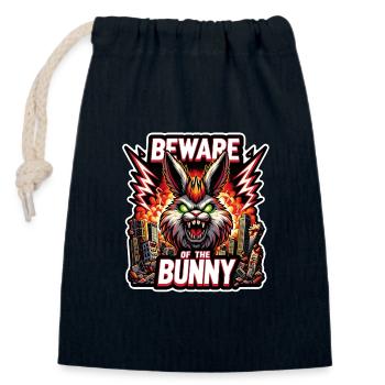 Beware of the Bunny Hasendesaster Desaster - Verschließbarer Geschenkbeutel aus Baumwolle (14x20cm) - Navy - Vorne