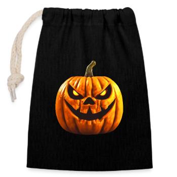 Kürbis böse Gesicht Halloween Böser Kürbis - Verschließbarer Geschenkbeutel aus Baumwolle (14x20cm) - Schwarz - Vorne